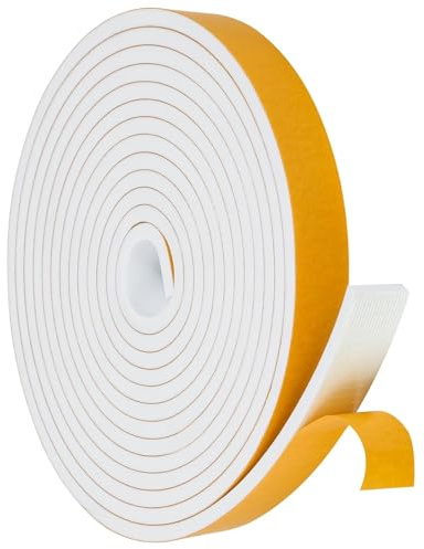 Bande d'étanchéité autocollante pour portes, fenêtres, 20 mm (l) x 6 mm (D)/3 m (L) - Joint en caoutchouc pour collision, isolation acoustique - Blanc