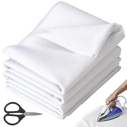 Omsscun Interfaz para planchar, 90 cm x 4 m, forro polar fusible blanco ligero de 30 g con tijeras, interfaz fusible para costura, acolchado, costura, manualidades, collares