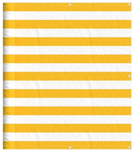 vidaXL Balkon-Sichtschutz Gelb und Weiß Gestreift 120x800 cm, Balkonsichtschutz, Balkonbespannung, Balkon Windschutz, Sichtschutz, Balkonverkleidung