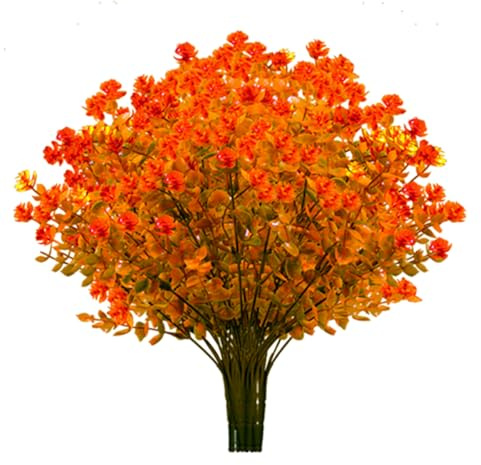 10 Bundles Artificial Flowers ,Artificial Plants Outdoor,UV Resistant, Suitable for Fake Flowers, Shrubs and Plants, Home Garden Porch Decoration Holiday Decoration Fall Flowers Faux Autumn Plants