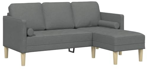 vidaXL Sofa Set mit Kissen Dunkelgrau Polyester, Wohnzimmer, Modulares Sofa-Set, Rechteckige Couch, Robuste Sitzgelegenheiten, Flexible Anordnung, Zeitgemäße Möbel