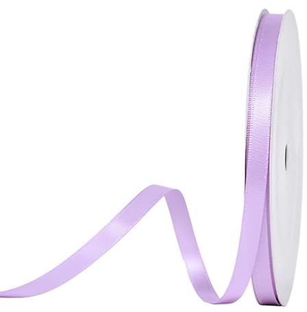 91 m Satinband Hellviolett, 6 mm Doppelseitig Schleifenband Geschenkband Dekoband Seidenband Doppelsatinband Satin Ribbon für Hochzeit Geburtstag Party Dekoration, Geschenkverpackung, Basteln