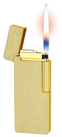 Accendino in metallo a fiamma morbida, design in rilievo, accendino con rotella laterale satinata, accendino a butano ricaricabile, accendino a ribalta, adatto for campeggio all'aperto, regalo for uom