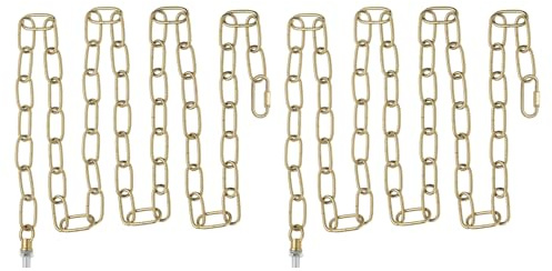 PATIKIL Catena Per Lampada Da 6 Piedi, 2 Set Di Catene Di Illuminazione Ad Anelli Metallici Con Connettori A Vite E Blocco Rapido Fino A 110 Lbs Per Lampadari, Lampade A Festone, Bronzo