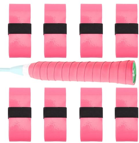 SOFPLATE 8 Paquetes Agarres de Raqueta Rosas Cinta para Mango de Tenis Suave Precortada de Cuero PU Adhesiva Absorbente Sensación Seca Cinta para Mango de Raqueta de Tenis Agarres de Sobrecubierta de