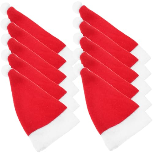 VERDANVERSE Lot de 24 Mini Chapeaux de Père Noël en Peluche Rouge, Housses Classiques pour Bouteilles de Vin et Couverts, Décoration Festive pour Fêtes Cuisine