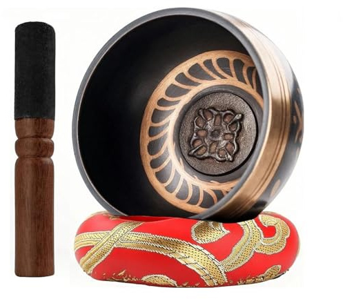 Klangschalen Set, Tibetische Meditation Stressabbau, Zen-Dekor, Schale handgefertigt in Nepal für Heilung Achtsamkeit Singing Bowl