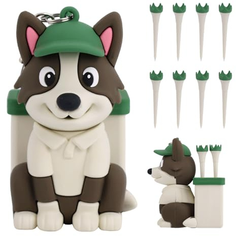 Penitue Hundecaddy Golf Tee Halterung, Inklusive 8 Golfball Tees Kreatives Süßes Welpen Halter Set für Frauen Männer Golfer zur Befestigung am Gürtel der Rucksack Umhängetasche