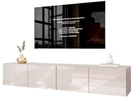 Lookway COLGANTE 200 cm TV-Schrank in Kaschmir Hochglanz – Hängende TV-Konsole mit optionaler LED-Beleuchtung (mit LED Beleuchtung)