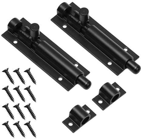 2 Pack Door Bolt Lock, 304 Stainless Steel Slide Bolt for Internal Doors & Gates, Black Finish, Secure Latch for Shed, Bathroom, Toilet, Garage, Durable and Easy to Install