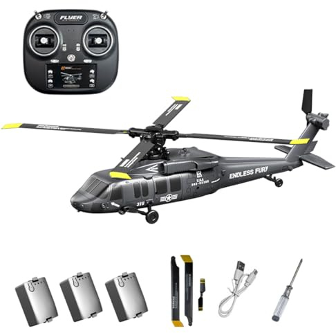 NULA K2000 UH-60 RC Hubschrauber Für Black-Hawk, 2.4GHz 6CH Brushless Militär Helikopter Mit 6-Achsen Gyroskop & Höhenhaltefunktio Optischer Fluss & One-Key 3D Inverted Flight – RTF