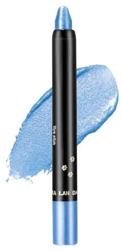 Blau Glitzer Lidschatten Stift, Wasserfest & Langanhaltend Blue Eyeshadow Stick, Perlglanz Creme Crayon Eyeliner, Hochpigment Lidschattenstift für Faltenfreie Augen, Metallic Shimmer Augen Makeup Pen
