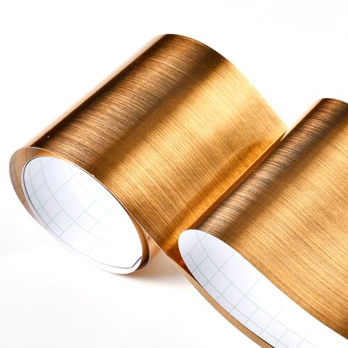 Selbstklebende Tapetenbordüre, Abziehbarer PVC-Wandbordürenaufkleber, Verstärkte Dekorative Bordüre, Abriebfest, Wasserfest, Leicht zu Reinigen, für Badezimmer, Wohnzimmer und Küche-Gold||5cm