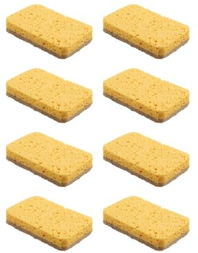 BlesConi Biodegradable Kitchen Sponge with Scouring Pad, Compostable Dishwashing Sponge for Tough Stains, 8/20 Pack, Yellow(A)