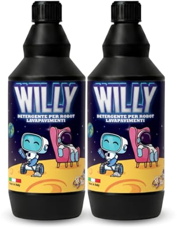 WILLY Detergente Robot Lavapavimenti | Pulizia Profonda per Piastrelle, Laminato, PVC, Vinile e Legno | Detersivo Pavimenti Sgrassante Compatibile con Lavasciuga Robotizzati (2, 750 ml)