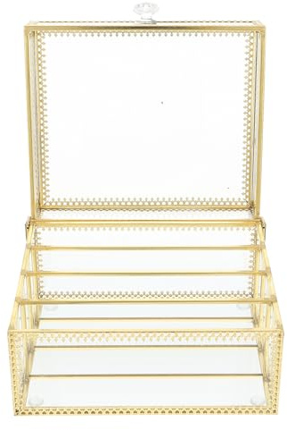 POPETPOP Organizer per Cosmetici Custodia in Lega Coperchio per Conservazione e Protezione in Lega e Vetro Custodia Design e Coperchio Desktop di
