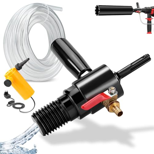 XIIW Adattatore SDS Plus a 1 1/4 UNC per Trapano a Nucleo in Calcestruzzo + Pompa 4 m e Tubo, Iniezione d’Acqua Automatica, Acciaio 42CrMo4, G1/4 - Carotatrice Diamantata per Muro, Trapano a Nucleo