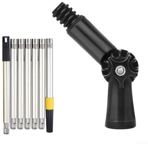 111 Inch Gutter Cleaning Tool with 180 Degree Rotatable Head, Lightweight Telescopic Pole for Cordless Leaf Blower, Safe Roof Cleaning