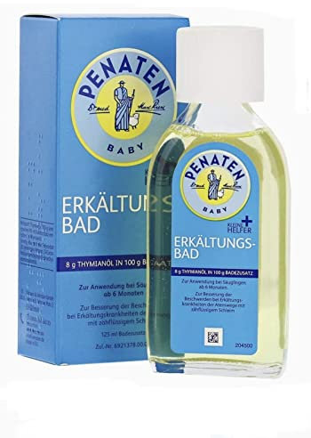 Penaten Erkältungsbad, Kleine Helfer, zum Baby Baden bei Erkältung, ab 6 Monaten, mit Thymianöl, 125 ml