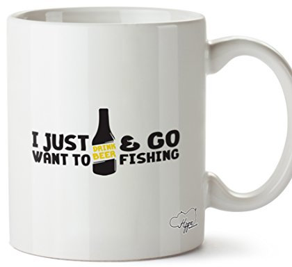 Hippowarehouse I just Want to Drink Beer and go Fishing Printed Mug Cup Ceramic 10oz