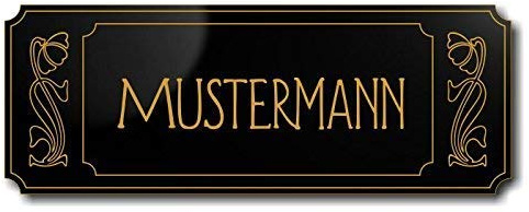 Türschild, Briefkastenschild, Klingelschild, 70-300-007-SG, Acryl, Oberfläche schwarz glänzend, Gravur gold, individuell anpassbar