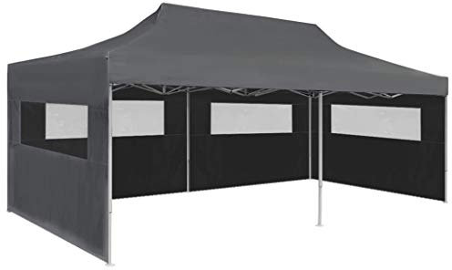 Festnight 3x6 m Pop-Up Partyzelt Gartenzelt Pavillon Faltpavillon mit Seitenwänden Faltbar für Garten Terrasse Feier Markt BBQs Partys Wasserdicht Anthrazit