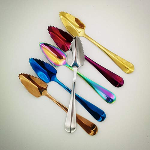 Choary Cuillères à pamplemousse arc-en-ciel, 15,5 cm, en acier inoxydable, cuillères à pamplemousse arc-en-ciel (6 couleurs)