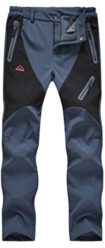 donhobo Softshellhose Damen Gefüttert Winterhose Wasserdicht Schnelltrocknen Outdoorhose Winddicht Warm Skihose Jogging Trekking Sporthose Grau 2XL