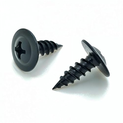 BCP Fasteners #8 x 1/2, 100 Qty Phillips Small Black Modified Truss Head Screws, Deep Thread Sharp Point, Carbon Steel Black Phosphate Coated Self-Tapping Screws for Wood & Metal BCP1077