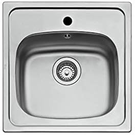 TEKA Fregadero 1 Seno 50 cm en Acero Inoxidable 18/10 Mate, Profundidad 15cm, Mueble de 50 cm, No Incluye Válvula, Basico 500 1C
