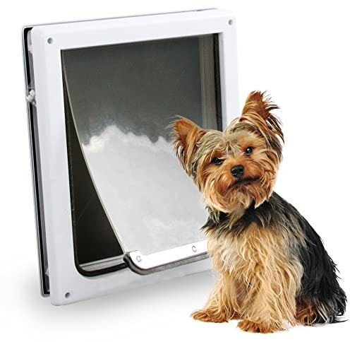 Pet Flap Door 2 Ways Locking Dog Wall Entry Pet Door with Transparent Flap for Dogs (Medium)