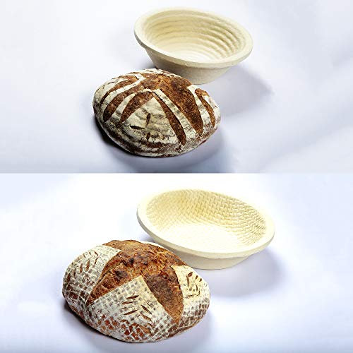 Professional Eco-Friendly 1kg Round Waffle Pattern & 750g Round Spiral Pattern Proofing Basket Banneton Brotform Brotformen Bread Making - Heavy Duty - Sustainable Wood Pulp Eco Friendly