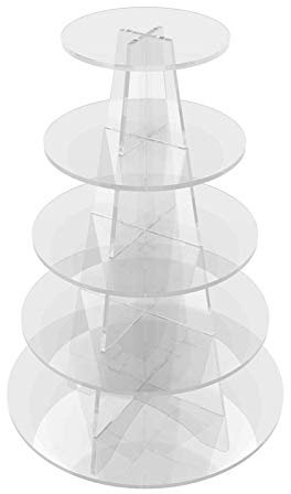 Danieli | Alzatina a 5 Piani per Dolci | Alzata in Acrilico Trasparente Cinque Piani Rotondi o Quadrati. | Alzatine a Piani Porta Frutta e fingerfood. 5 Livelli (Rotonda)