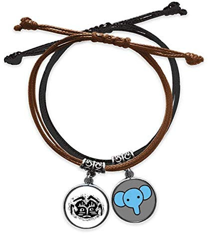 Scary Circle Black Indian Totem Armband Seil Handkette Leder Elefant Armband