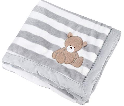 IBLUELOVER Couverture Plaid Polaire Bébé Gigoteuse Nouveau-né Ultra Douce et Moelleuse Peluche Chaude Enveloppante Hiver pour Sièges Auto Landaus Coques Poussettes Lits Berceau, Gris Ours
