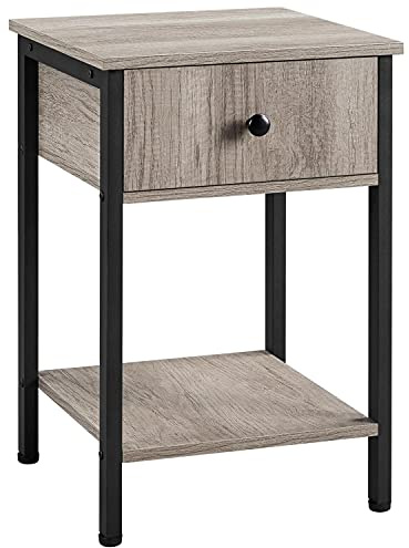 Yaheetech Nachttisch Beistelltisch mit Schublade und Ablage Holz Nachtschrank Nachtkommode Sofatisch für Schlafzimmer Wohnzimmer, Grau