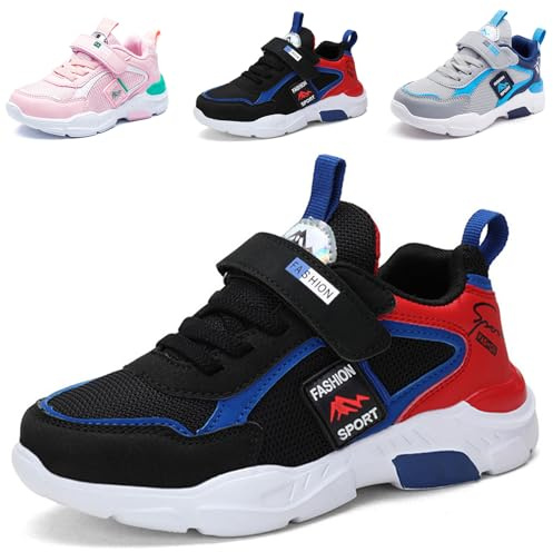 Sneakers Bambini Ragazzo Ragazza Leggero Shoes Running Shoes Scarpe da Ginnastica Traspirante Scarpe da Corsa Mesh Confortevole Sports Shoes Unisex Nero Rosso 33