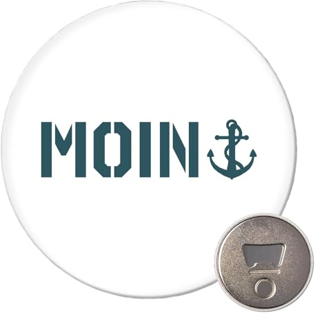 Huuraa Magnet Moin Anker Geschenk | 59mm Kühlschrankmagnet rund Flaschenöffner Geschenkidee dekorativer Magnet für Magnettafel, Kühlschrank oder Whiteboard
