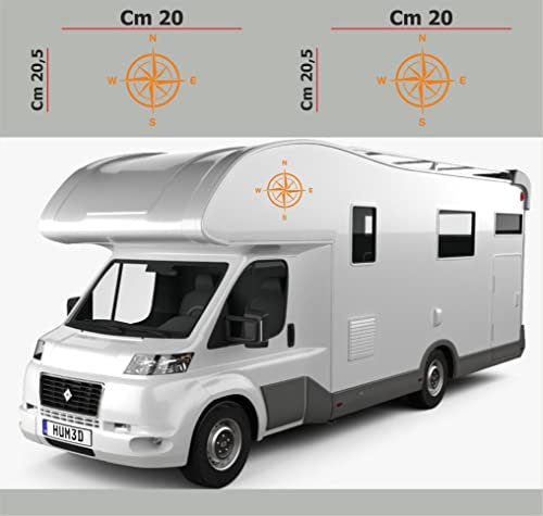 DualColorStampe Autocollants pour camping-car compatibles avec Adria Arca Bürstner Carthago Chausson Elnagh Mclouis Rose des vents Caravan Caravane Code 0210 (orange)