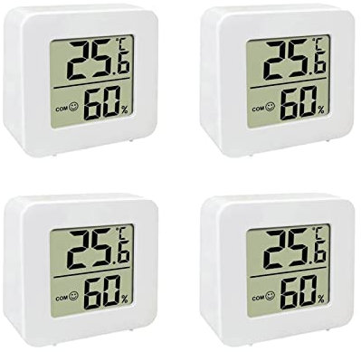 3 PACK LCD Digital Smiley Hygrometer Thermometer for room temperature, Indoor Hygrometer Thermometer with Temperature Humidity Monitor for Bedroom, Baby Room, Warehouse, Cellar, Car (4 PACK)