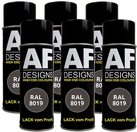 Alex Flittner Designs Lackspray RAL 8019 GRAUBRAUN seidenmatt 6x 400ml Spraydose Buntlack Autolack