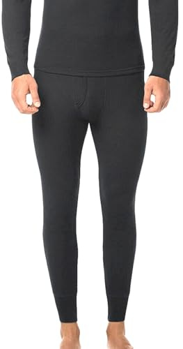 BestSale247 Herren Thermo Unterhose Lang weicher Innenfleece warmes Winter Unterwäsche Skiunterwäsche Baumwolle (Schwarz, L)