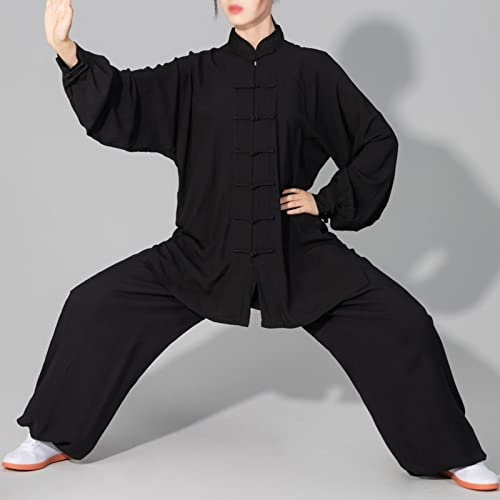 PROPFE Tai Chi Ropa Hombres Y Mujeres Kung Fu Artes Marciales Traje De Manga Larga Shaolin Qi Gong Traje De Entrenamiento Zen Meditación Uniforme De Entrenamiento Matutino,001,XL