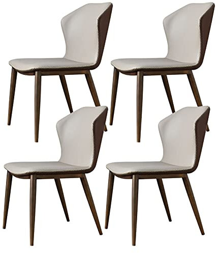 RDHKJ Modern Küche Esszimmerstühle 4er-Set，Moderne Mikrofaser-Leder-Wohnzimmerstühle Mit Hoher Rückenlehne Und Weichem Sitz，Beistellstuhl Mit Faux Antik Kupferfüßen Esszimmerstuhl (Color : Grey)