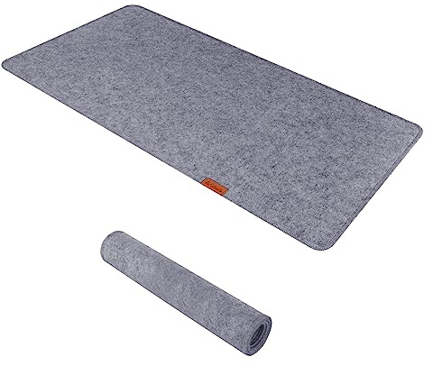 Große Filz-Tischschutzunterlage, 80 x 40 cm, rutschfeste Filz-Tischmatte, erweitertes Gaming-Mauspad, große Schreibtischunterlage für Tastatur, Computer, Maus, Laptop (grau)