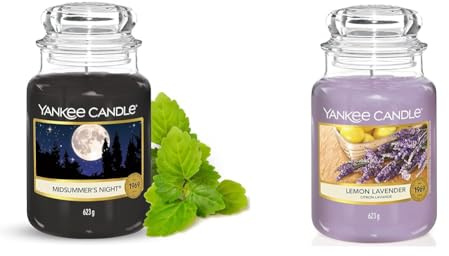 YANKEE CANDLE Candela profumata | Giara grande Lavanda al limone | Candele a lunga combustione | Notte di Mezza Estate