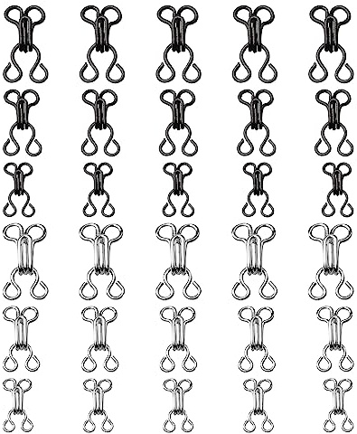 30 Set Bra Sewing Hooks & Eyes Closure, 3 Size Coat Hook Fasteners