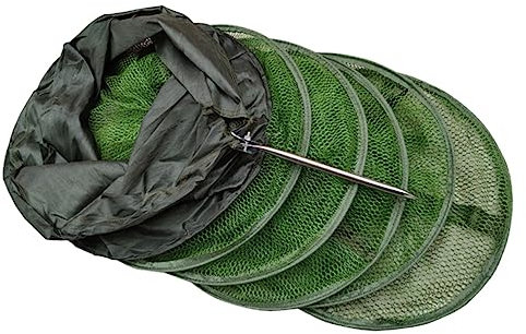 KOMBIUDA Faltbares Fischernetz Stabilem Edelstahl Fischschutznetz Für Angeln Tragbares Fischfangnetz Für Wildfischen Und Fischlagerung