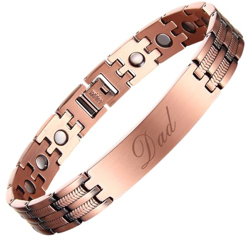 BioMag Pure Copper Magnetic Bracelet for Men, Adjustable Wristband with Link Removal Tool(Wheat Pattern)