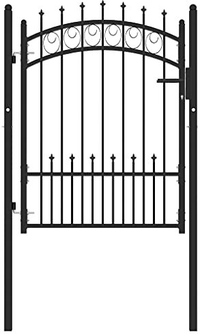 Cancello per Recinzione con Punte in Acciaio 100x125 cm Nero